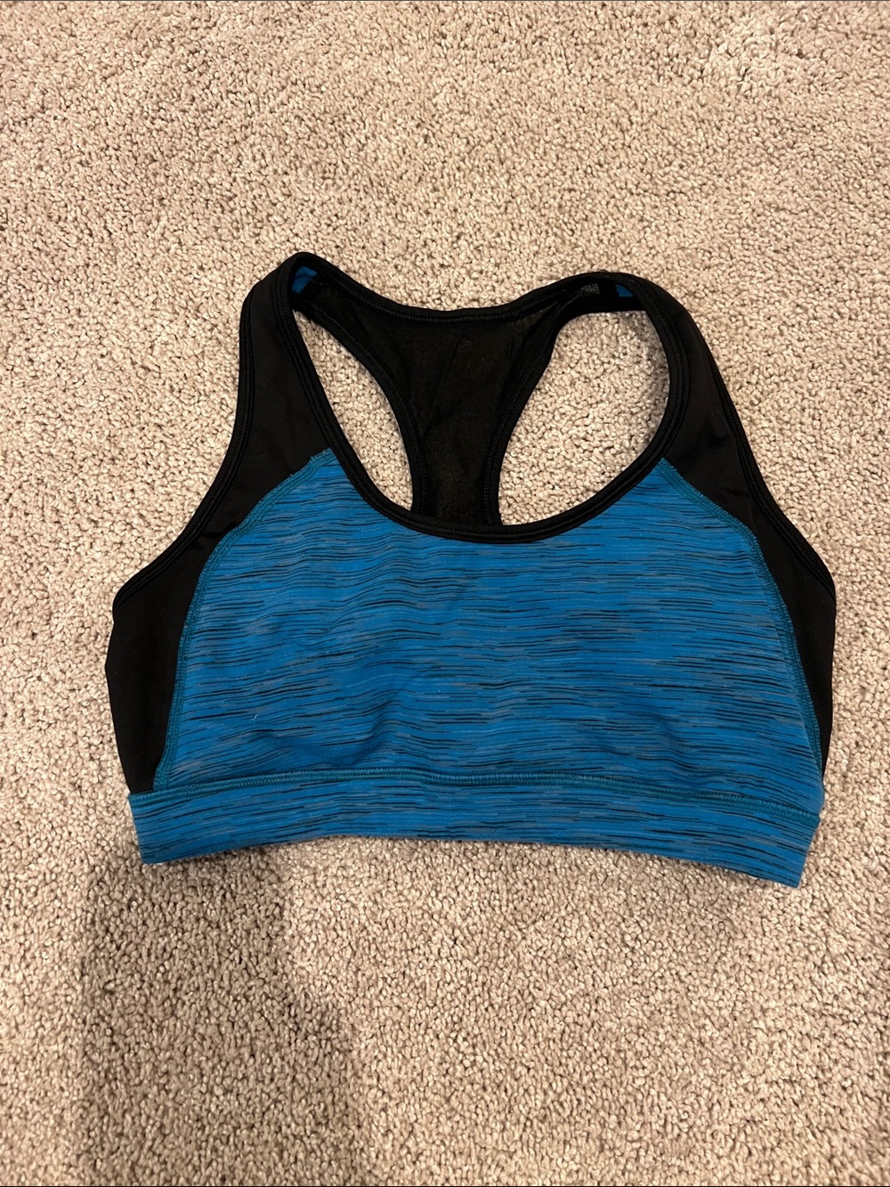 Lucy Blue and Black Racerback Sports Bra